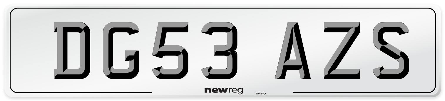DG53 AZS Number Plate from New Reg